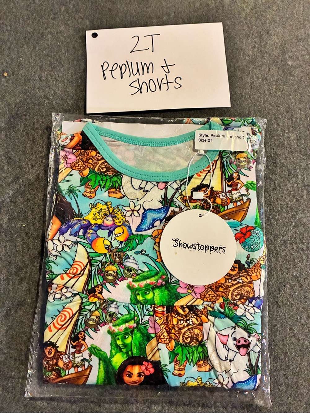 Showstoppers Bamboo Girls' Moana Peplum Top & Shorts Set - 2T